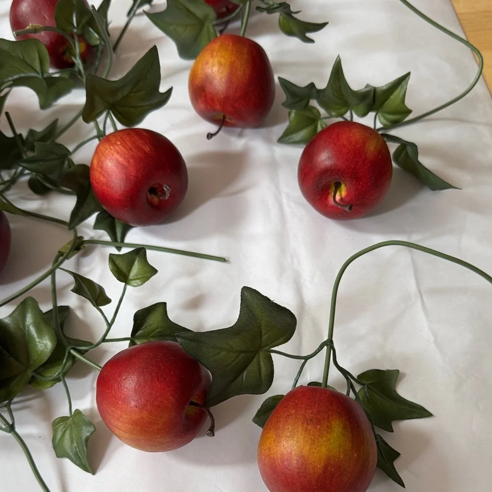 Festive Red Apple ornament real like can be added to Garland 15 count